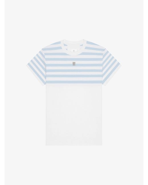 T-shirt a righe slim in cotone con dettaglio 4G di Givenchy in Blue