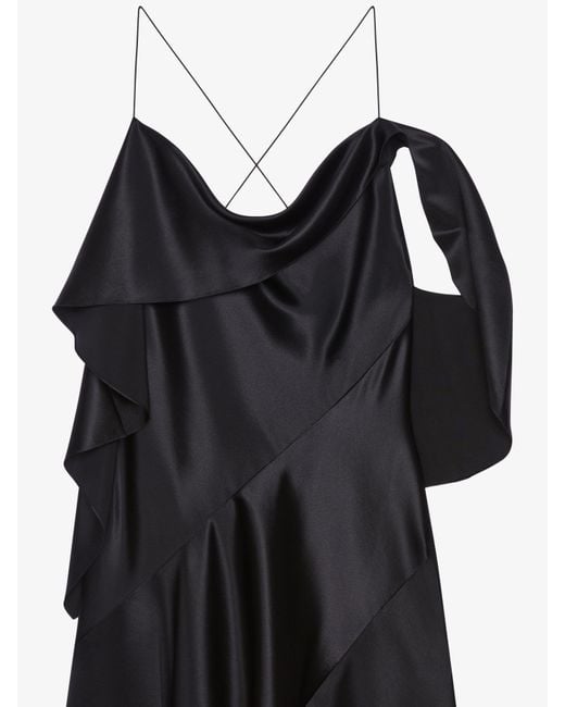 Robe drapée asymétrique en satin Givenchy en coloris Black
