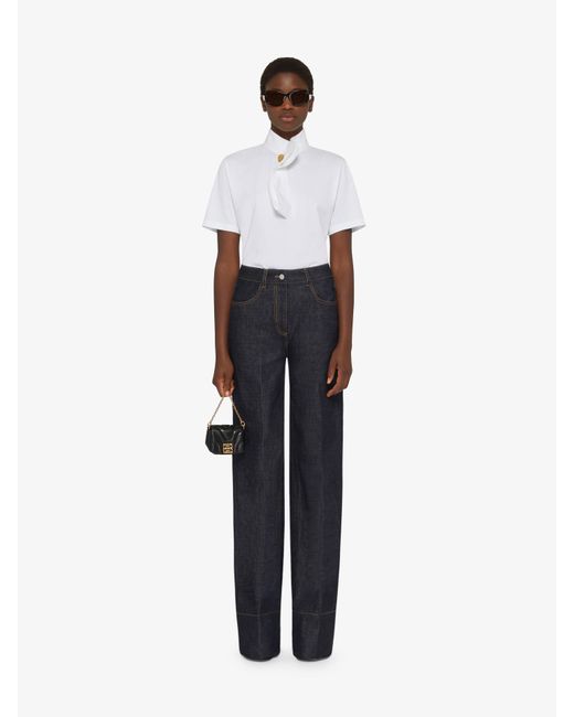 T-shirt in cotone con collo abbottonato di Givenchy in White