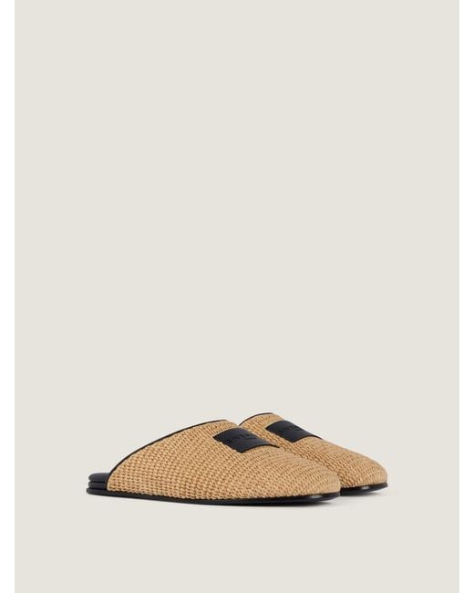 Givenchy Natural Label Raffia-Effect Flat Mules