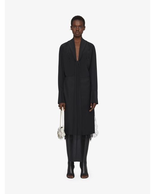 Jupe en laine et mohair avec dentelle Givenchy en coloris Black