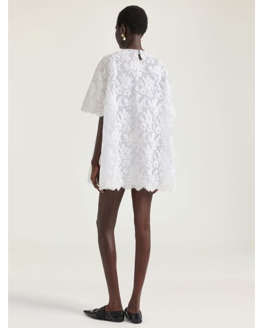 Givenchy Natural Mini Dress In Floral Lace With Cape
