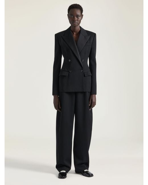 Givenchy Black Structured Double-Breasted Jacket With Satin Collar