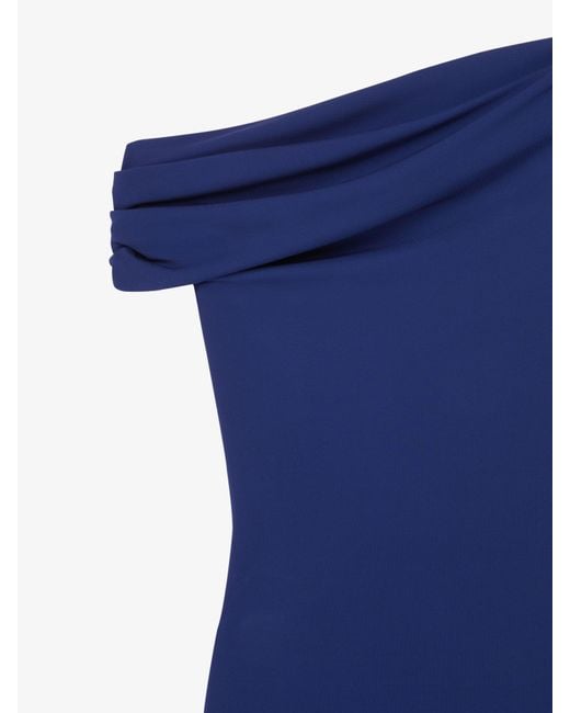 Givenchy Blue Asymmetric Draped Dress In Crepe