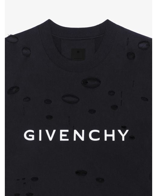 Givenchy Black Archetype Sweatshirt With Destroyed Effect for men