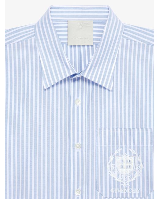 Givenchy Blue Striped Crest Shirt for men