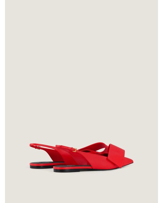 Givenchy Red Twisted Ribbon Flat Slingbacks