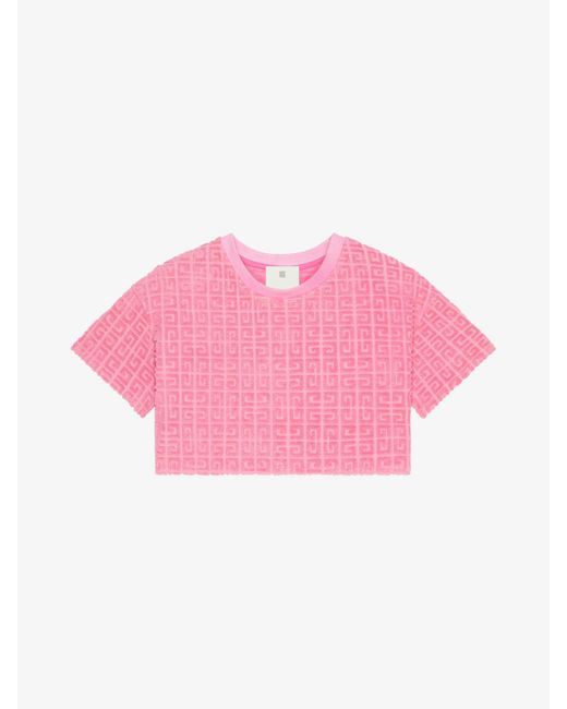T-shirt corta in spugna di cotone jacquard 4G di Givenchy in Pink