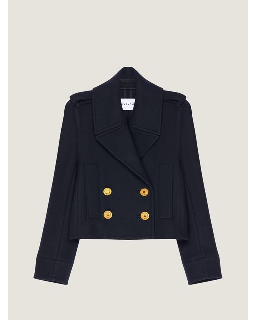 Givenchy Blue Short Pea Coat for men