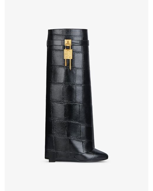 Givenchy Black Crocodile-Embossed Shark Lock Boots