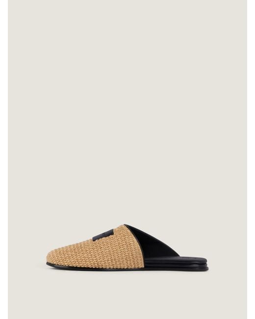 Givenchy Natural Label Raffia-Effect Flat Mules