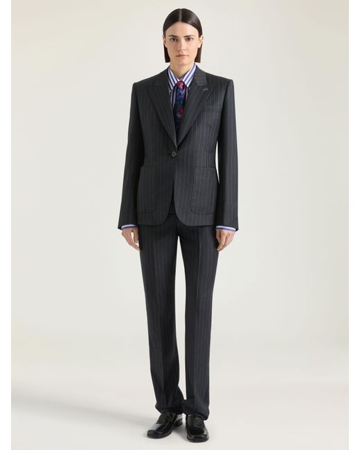 Givenchy Blue Single-Breasted Striped Jacket
