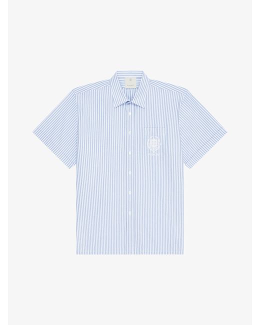 Givenchy Blue Striped Crest Shirt for men