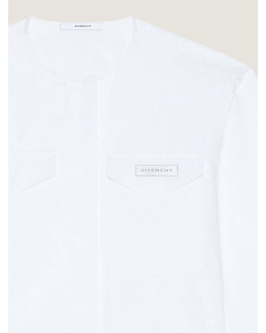 Camicia cropped in popeline con applicazione di Givenchy in White
