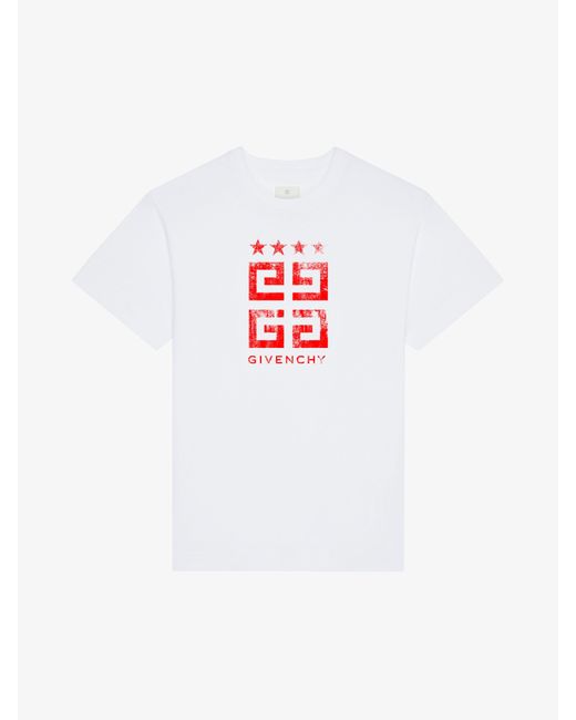 T-shirt slim 4G Stars in cotone di Givenchy in White da Uomo