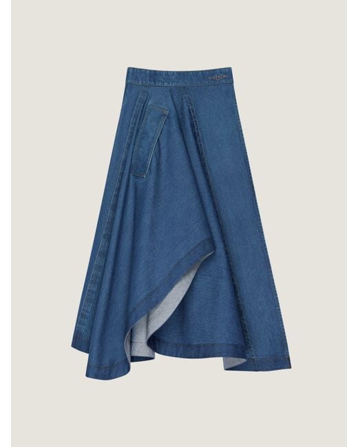 Givenchy Blue Long Asymmetric Skirt