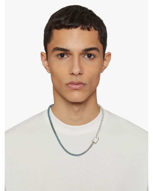 Collana Giv Cut in metallo, smalto e cotone intrecciato di Givenchy in White da Uomo