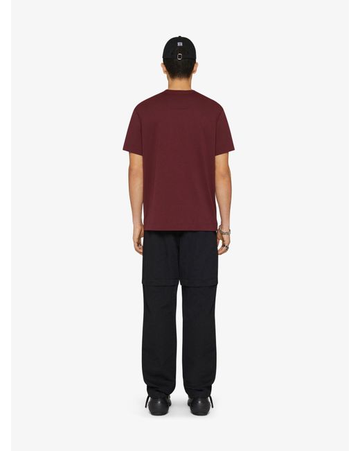 T-shirt slim in cotone con ricamo 4G di Givenchy in Red da Uomo