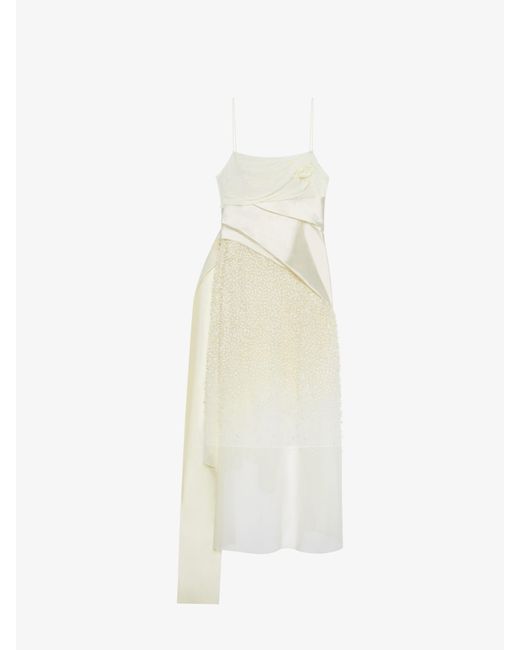 Robe à bretelles en mousseline de soie brodée de fleurs Givenchy en coloris White