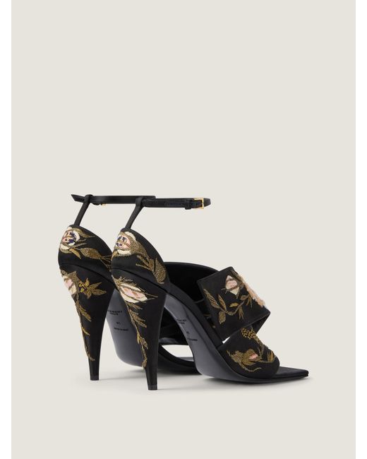 Givenchy Multicolor Sliced Square Heeled Sandals With Floral Embroideries
