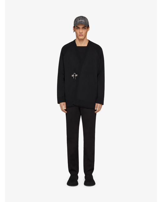 Cardigan U-Lock in lana e seta di Givenchy in Black da Uomo
