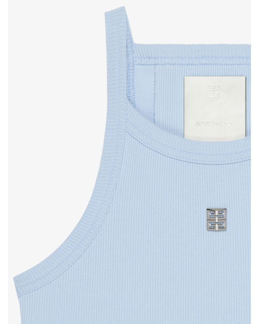 Givenchy Blue Cropped Tank Top In Cotton With 4g Detail