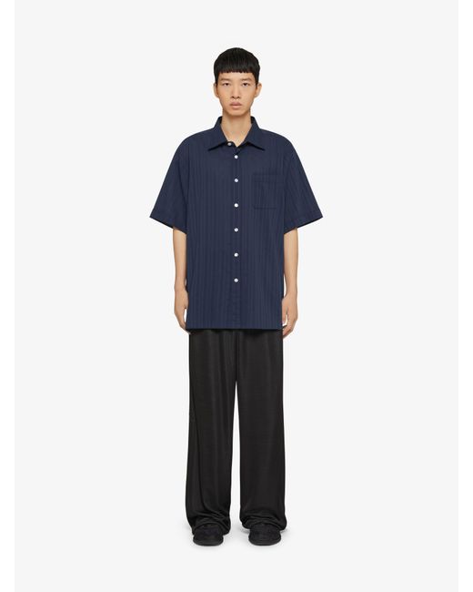 Camicia in velo di cotone a righe di Givenchy in Blue da Uomo