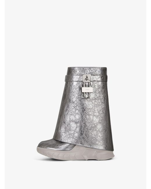 Givenchy Gray Shark Lock Biker Ankle Boots