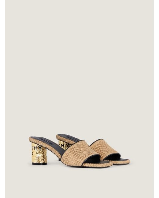 Givenchy Natural Tape Raffia-Effect Heeled Mules