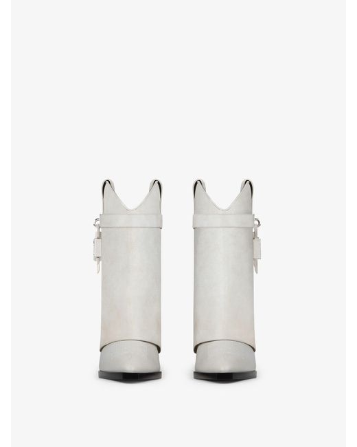 Givenchy White Shark Lock Cowboy Ankle Boots