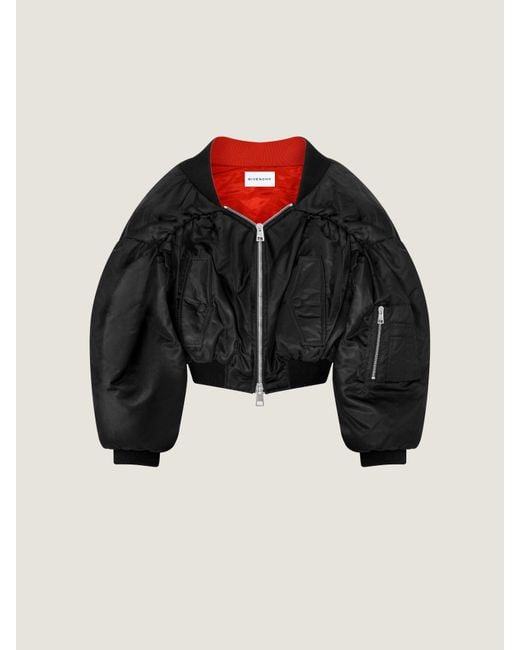 Givenchy Black Off-The-Shoulder Cropped Bomber