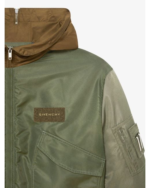Givenchy Green Hooded Bomber Jacket for men