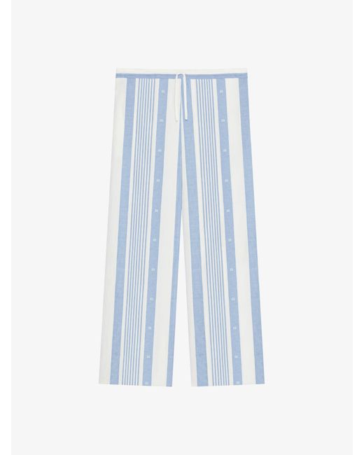 Pantalon en coton et lin à rayures 4G Givenchy en coloris Blue