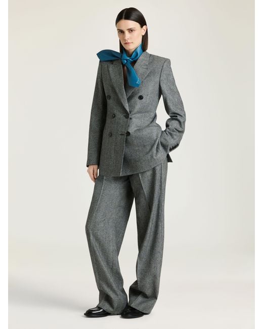 Givenchy Gray Double-Breasted Checked Jacket