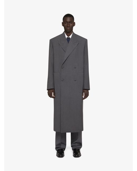 Manteau oversize à double boutonnage en laine Givenchy pour homme en coloris Gray