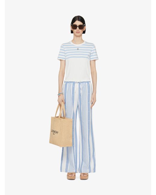 T-shirt rayé slim en coton à détail 4G Givenchy en coloris Blue