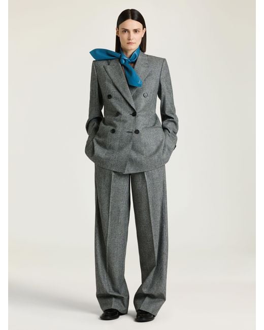 Givenchy Gray Double-Breasted Checked Jacket