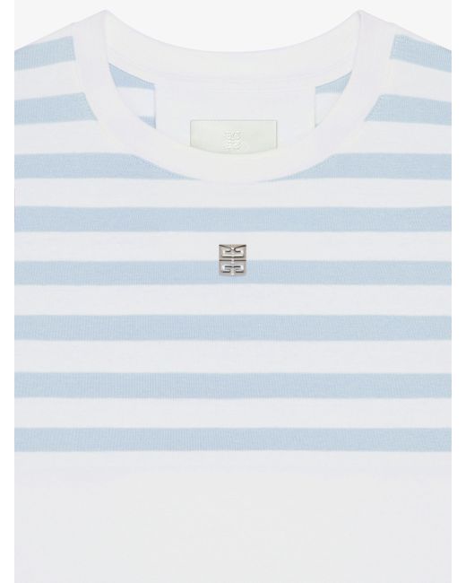 T-shirt rayé slim en coton à détail 4G Givenchy en coloris Blue