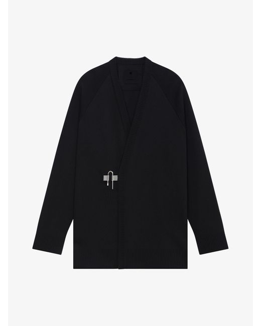 Cardigan U-Lock in lana e seta di Givenchy in Black da Uomo