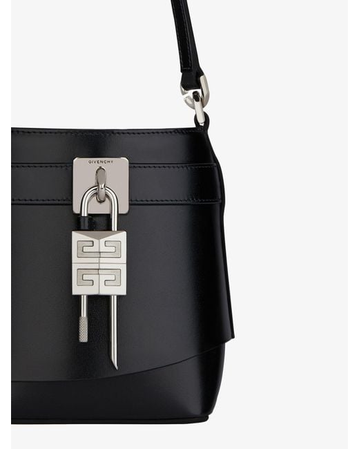 Borsa a secchiello Shark Lock micro in pelle Box di Givenchy in Black