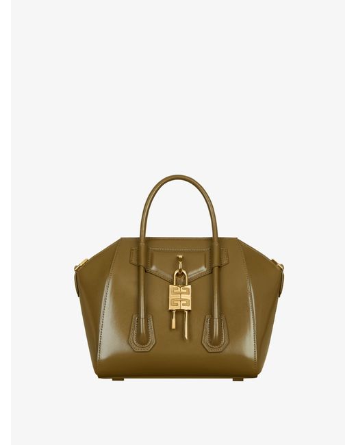 Givenchy Metallic Mini Antigona Lock Bag In Box Leather