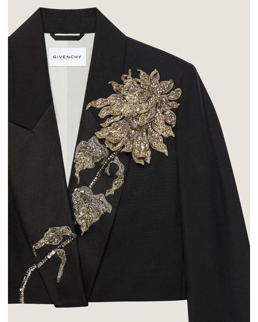 Givenchy Black Cropped Embroidered Jacket