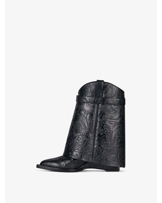 Givenchy Black Shark Lock Cowboy Ankle Boots