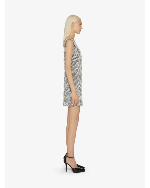 Givenchy Gray Asymmetrical Dress With Sequin And Pearl Embroidery