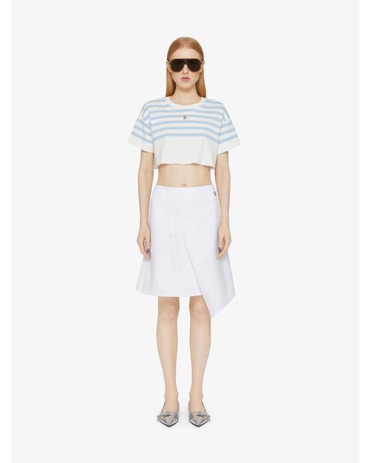 Givenchy Blue Striped Cropped T-shirt In Cotton 4g Detail