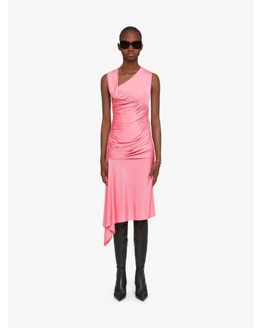 Robe drapée asymétrique en jersey Givenchy en coloris Pink