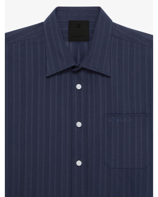 Camicia in velo di cotone a righe di Givenchy in Blue da Uomo