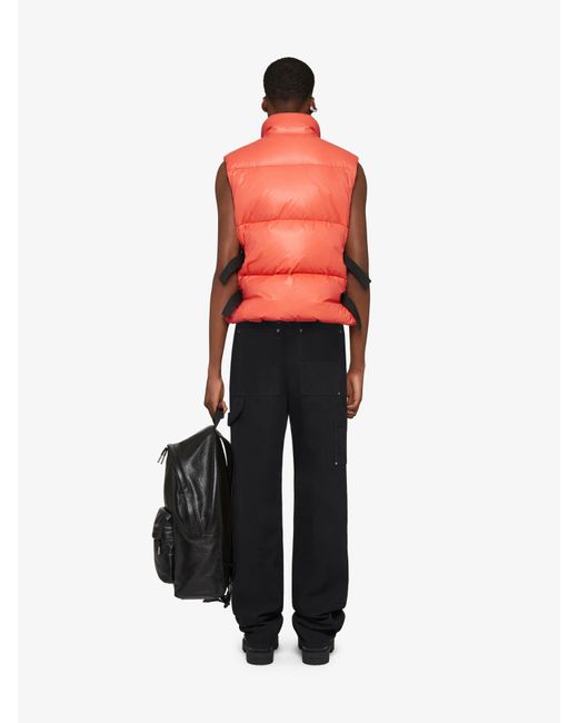 Givenchy Red Sleeveless Puffer Jacket With Buckles for men