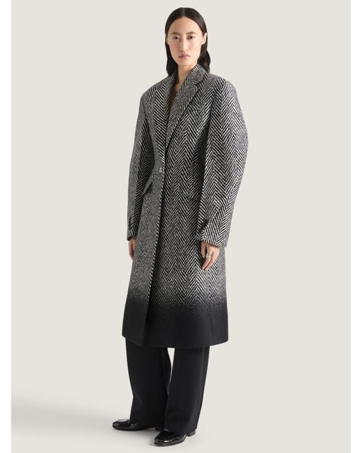 Cappotto in lana e seta con motivo chevron e orlo sfumato di Givenchy in Gray