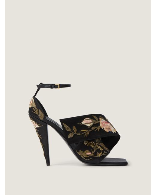 Givenchy Multicolor Sliced Square Heeled Sandals With Floral Embroideries